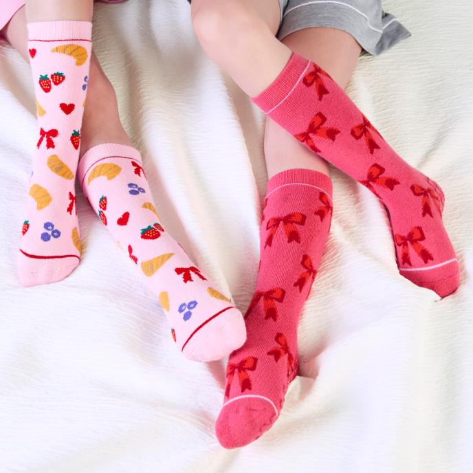 totes toasties® Kids Original Slipper-Sox (Twin Pack) Pink Bows